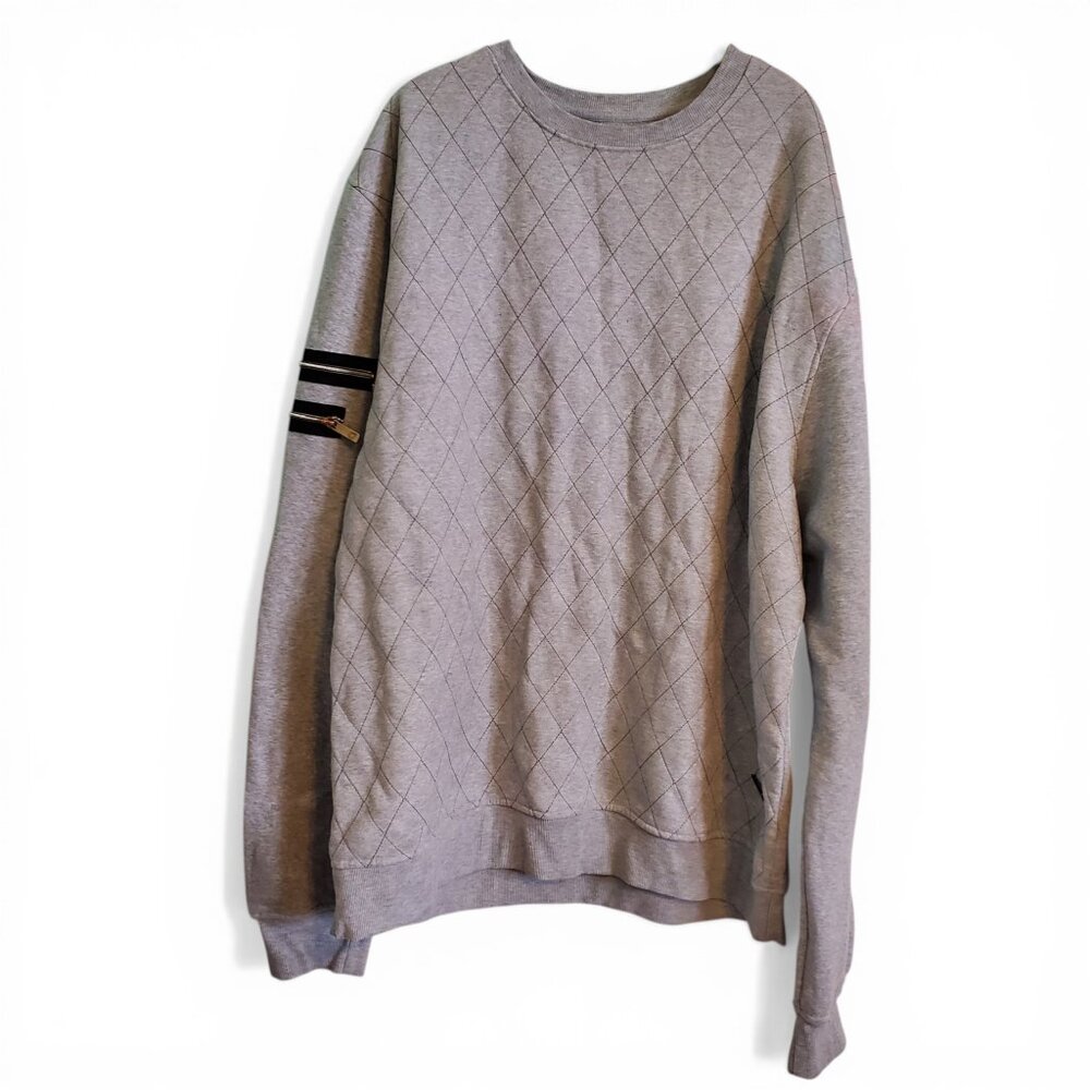 Akademiks Y2K Gray Quilted Zipper Sleeve Pullover Sweater Men's Size 6X